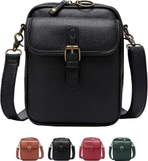 Urvashi Crossbody Leather Bag For Women, Collaboraten1 Crossbody Leather Bag, Leathers Messenger Cross Body Purse For Women (Black)