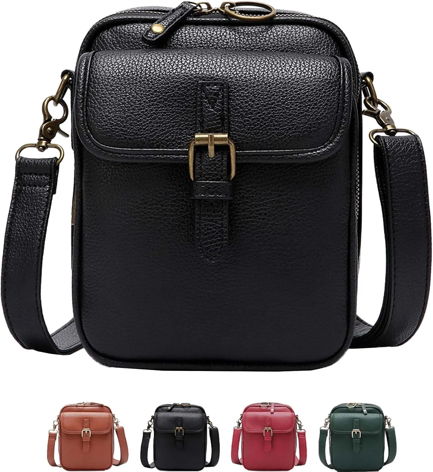 Urvashi Crossbody Leather Bag For Women, Collaboraten1 Crossbody Leather Bag, Leathers Messenger Cross Body Purse For Women (Black)