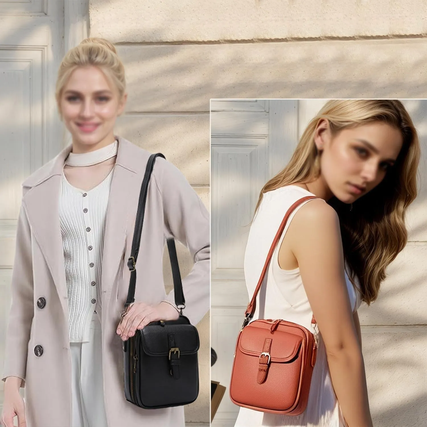 Urvashi Crossbody Leather Bag, Luma Urvashi Leather Bag, Retro Double-Layer Large Capacity Mini Crossbody Bags