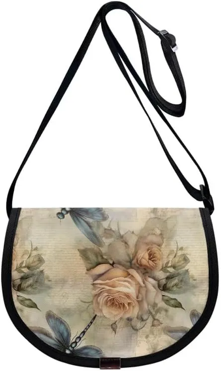 Uskorhein Boho Mushroom Hedgehog Flower Horse Shark Crossbody Bags Cell Phone Purse Sling Bag Leather Crossbody Sling Purse