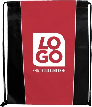 USMG Custom Two-Tone Drawstring Tote Bags - Single Color Imprint for Promotions, Gifts, & Events