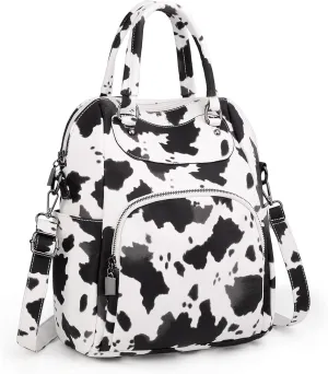 UTO Women Backpack Purse PU Washed Leather Convertible Ladies Rucksack Crossbody Shoulder Bag New Black