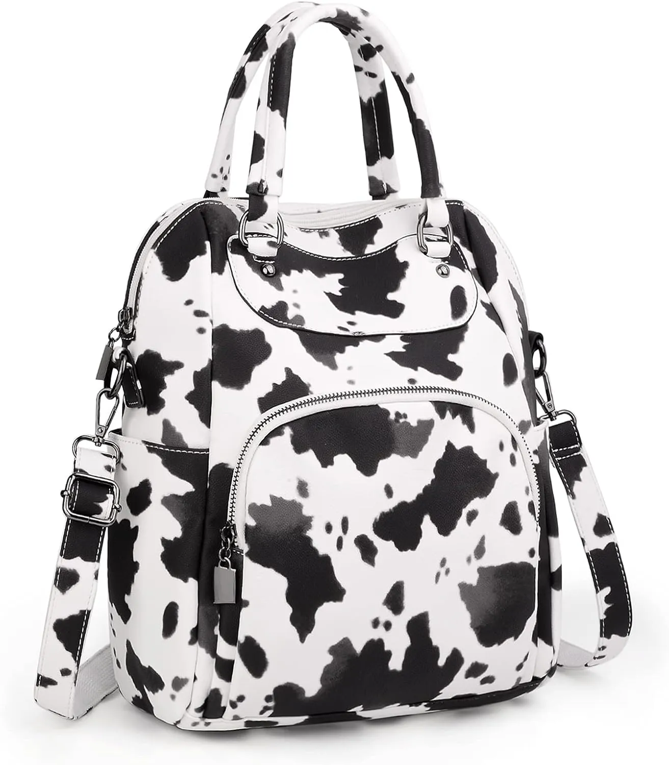 UTO Women Backpack Purse PU Washed Leather Convertible Ladies Rucksack Crossbody Shoulder Bag New Black
