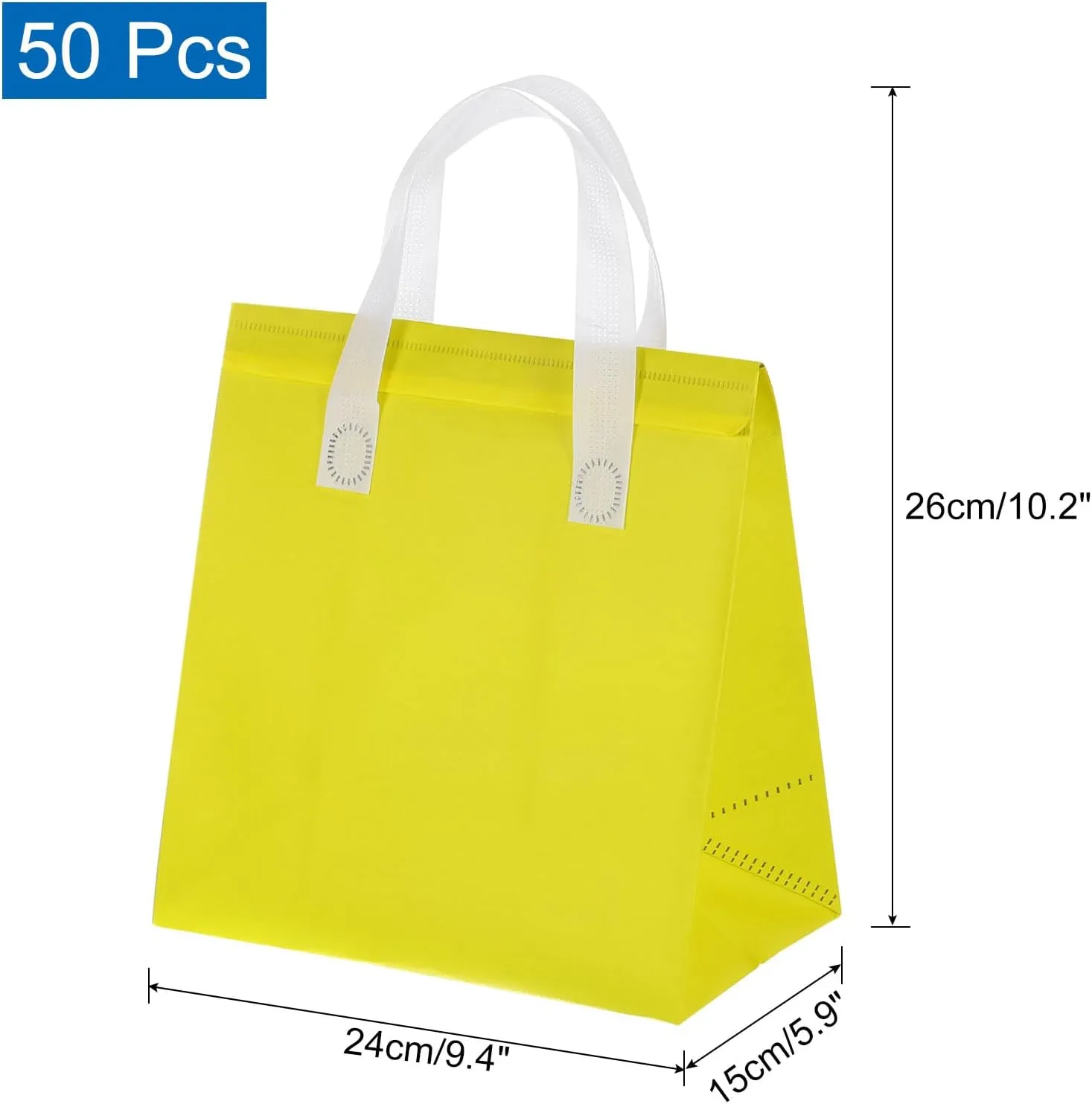 uxcell 50pcs Insulated Take Out Bags, 9.4" x 5.9" x 10.2" Insulated Take Away Bags Thermal Disposable Lunch Bags Disposable Cooler Bags for Hot Cold Food Catering Grocery Picnic Yellow