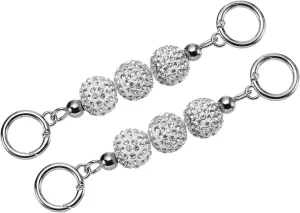 uxcell Purse Strap Extender, 2Pcs 14.5cm/5.7" Beaded Bag Short Chain Replacement for Women Handbag Shoulder Crossbody Bag (Silver)