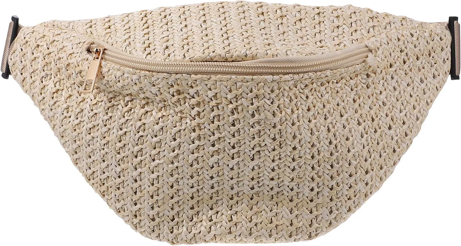 VALICLUD 1pc Summer Waist Bag Imitation Straw Woven Bag Chest Pouch Cross- body Bag