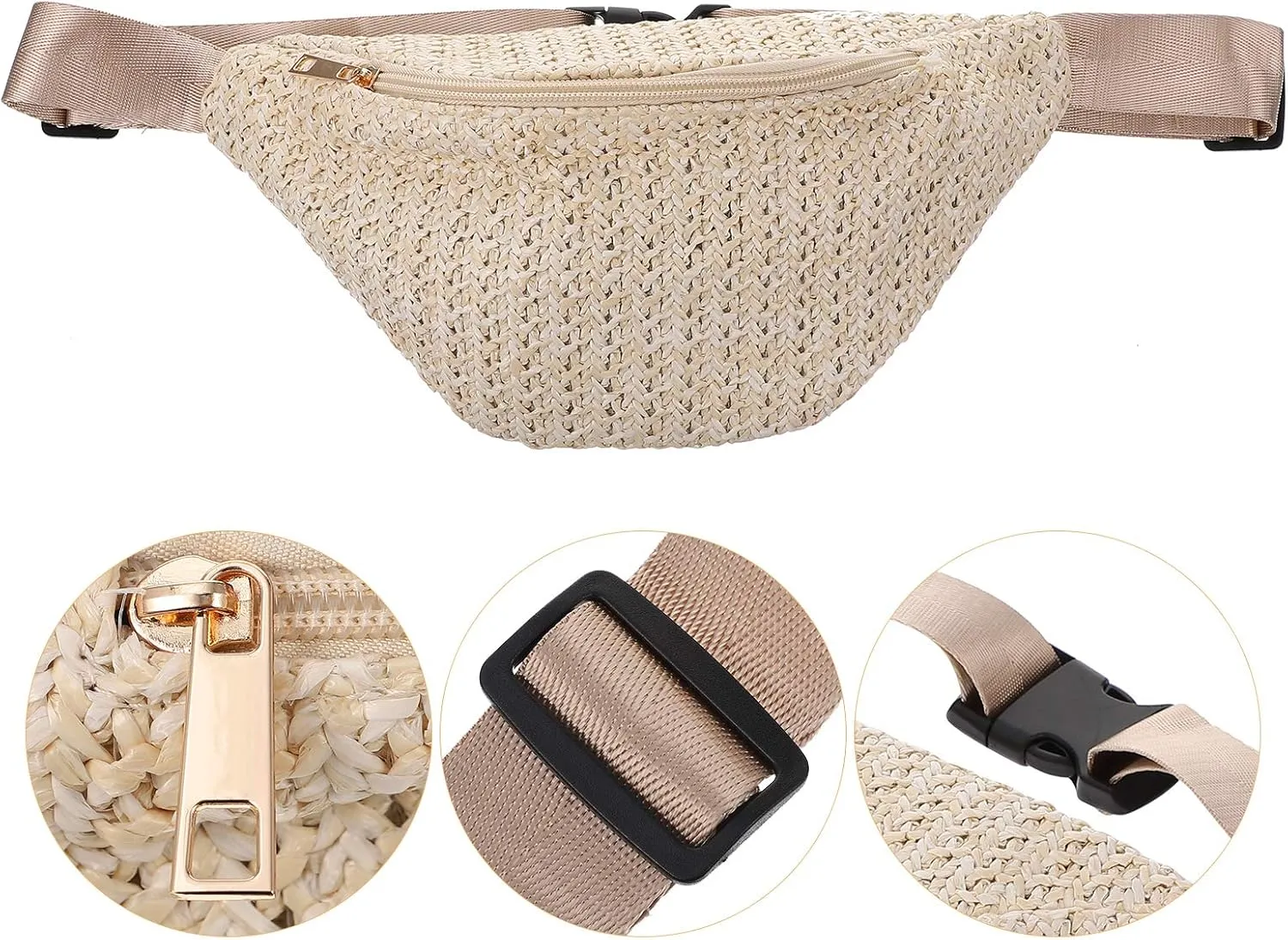 VALICLUD 1pc Summer Waist Bag Imitation Straw Woven Bag Chest Pouch Cross- body Bag