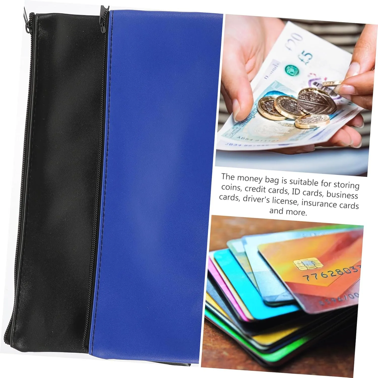 VALICLUD 2pcs Money Bank Deposit Bag with Reusable Coin Pouch Purse Bag for Money