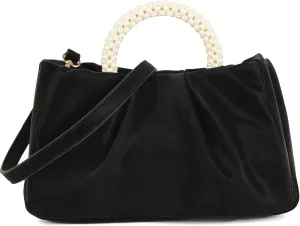 Valleycomfy Evening Clutch Pearl Purses for Women Ladies Soft Leather Ruched Crossbody Bags Shoulder Bag for Party Wedding