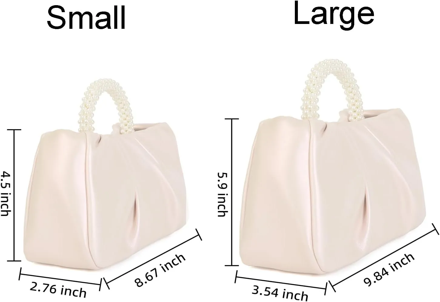 Valleycomfy Evening Clutch Pearl Purses for Women Ladies Soft Leather Ruched Crossbody Bags Shoulder Bag for Party Wedding
