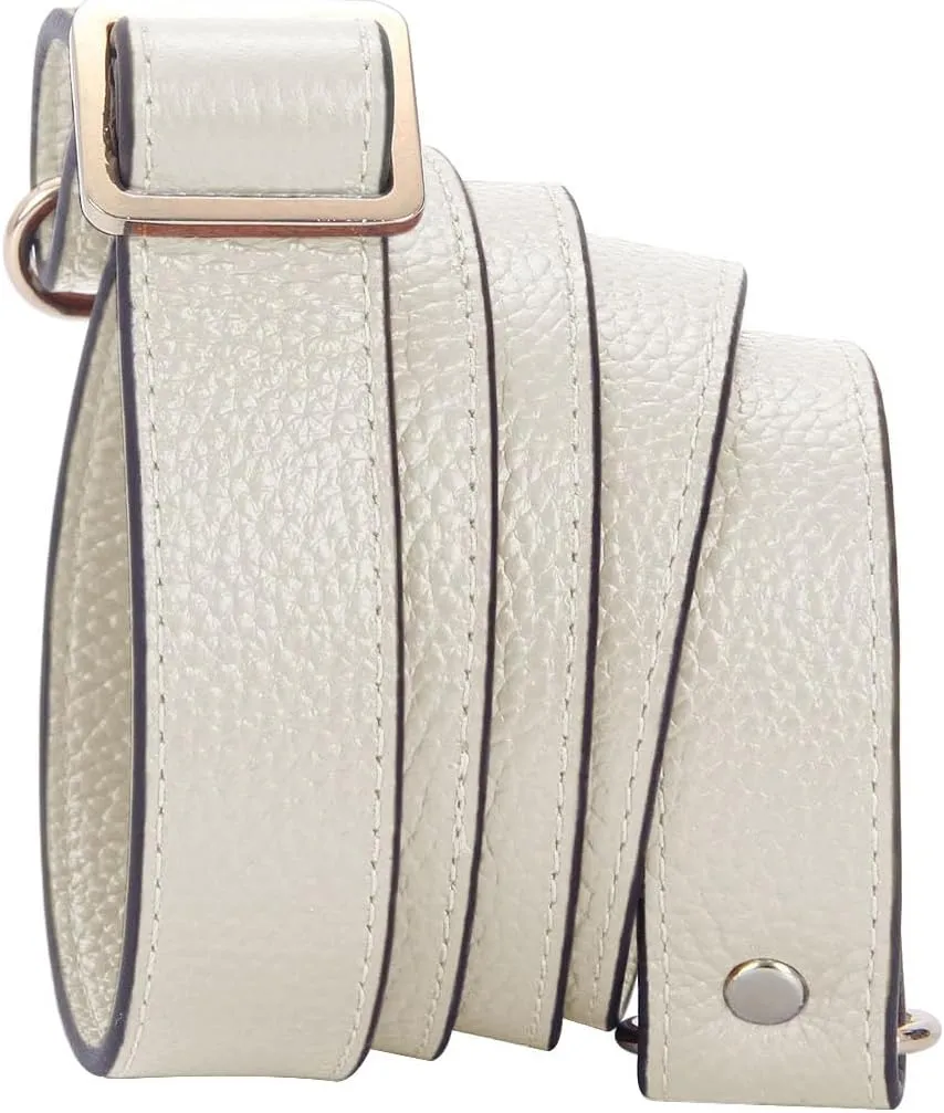 VanEnjoy Full Grain Leather Adjustable Replacement Strap Cross Body Bag Purse,1 inch wide (Beige)