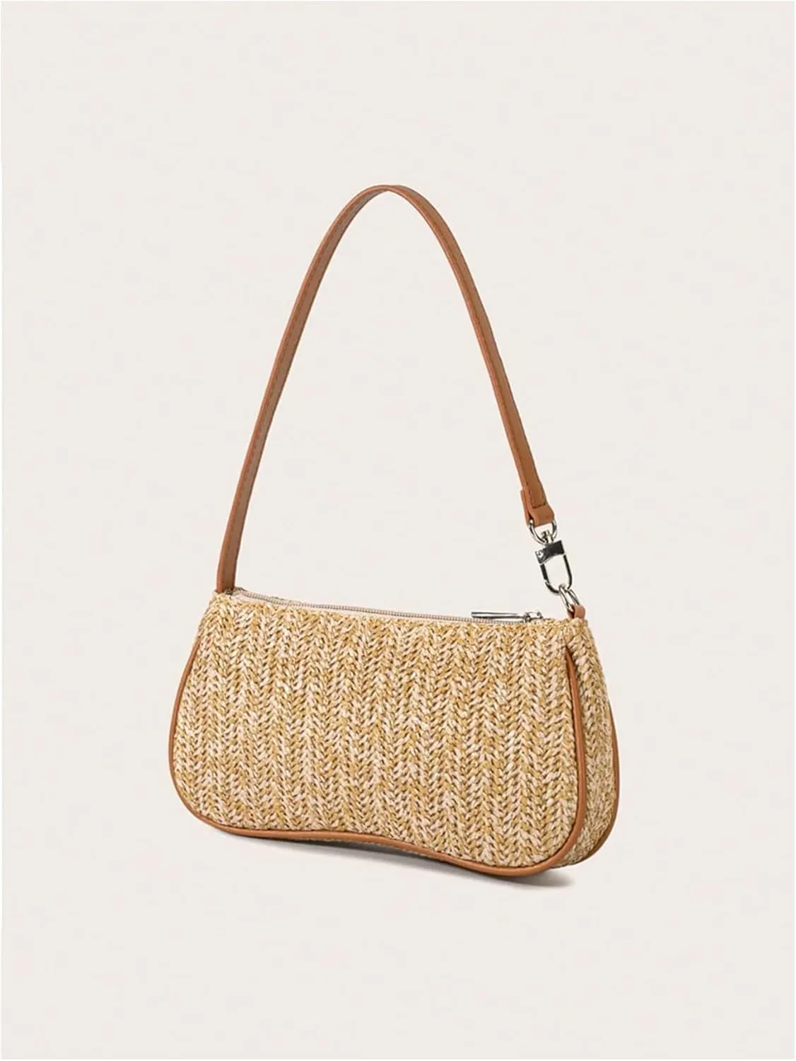 Verdusa Women's Straw Woven Shoulder Bags Zipper Underarm Handbag