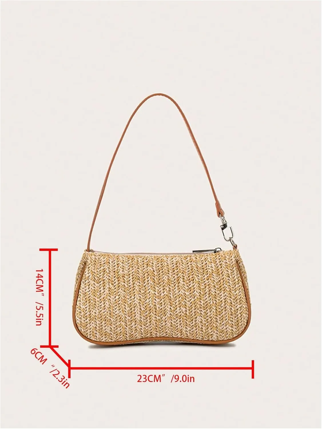 Verdusa Women's Straw Woven Shoulder Bags Zipper Underarm Handbag