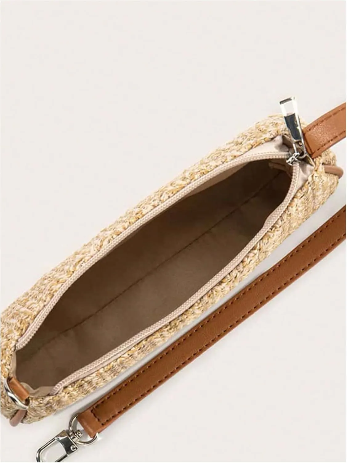 Verdusa Women's Straw Woven Shoulder Bags Zipper Underarm Handbag