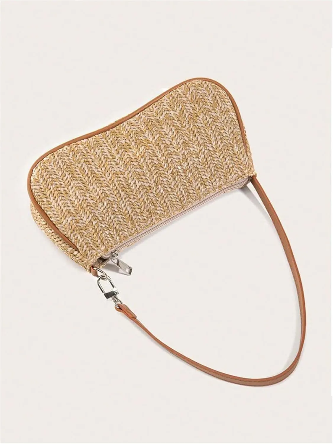 Verdusa Women's Straw Woven Shoulder Bags Zipper Underarm Handbag
