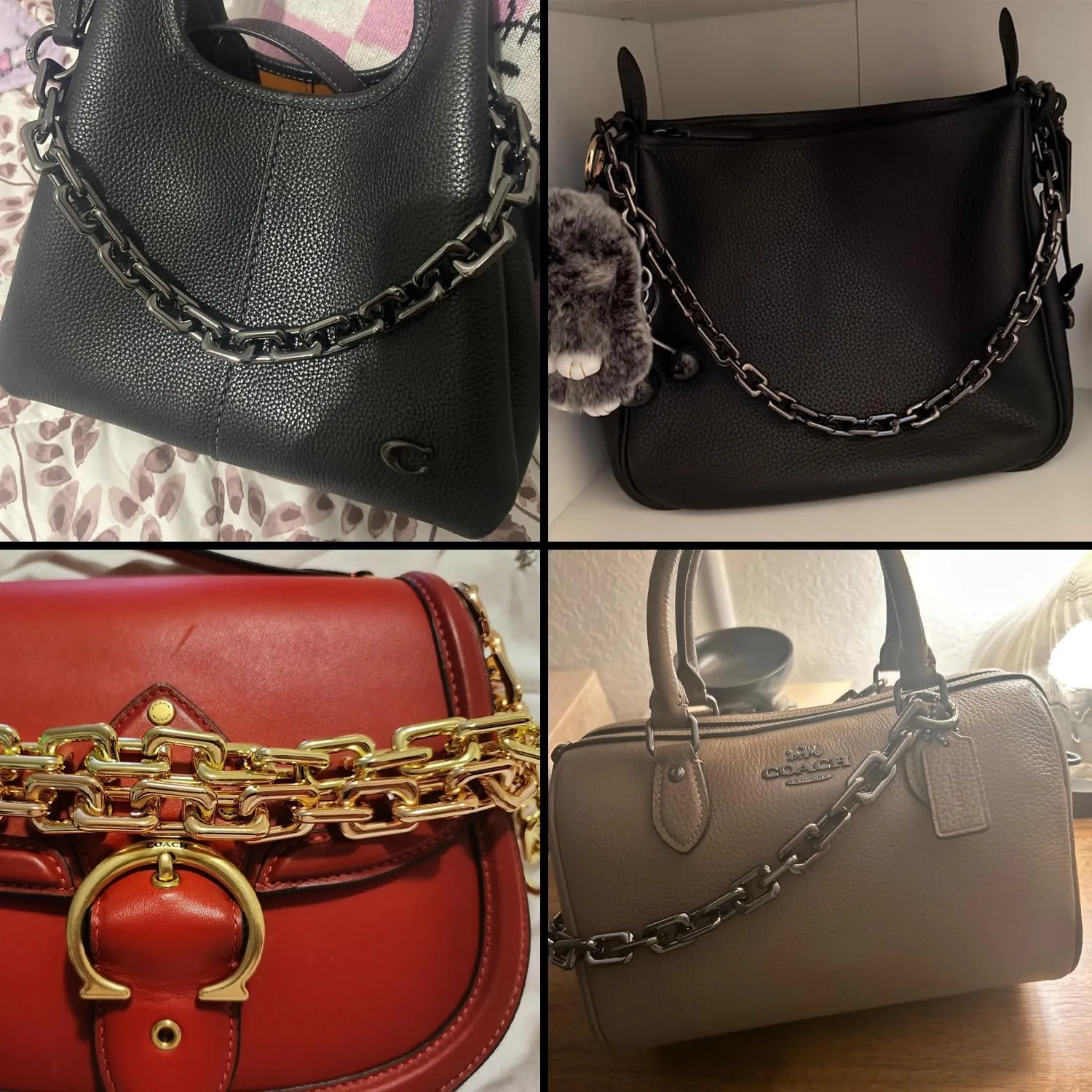 VersaKits Heavy Chunky Link Chain Strap Purse Handbag Top Handle Shoulder Straps Accessories Decoration Chain Strap Extender Charms Replacement(14.9'' Metalllic Black)