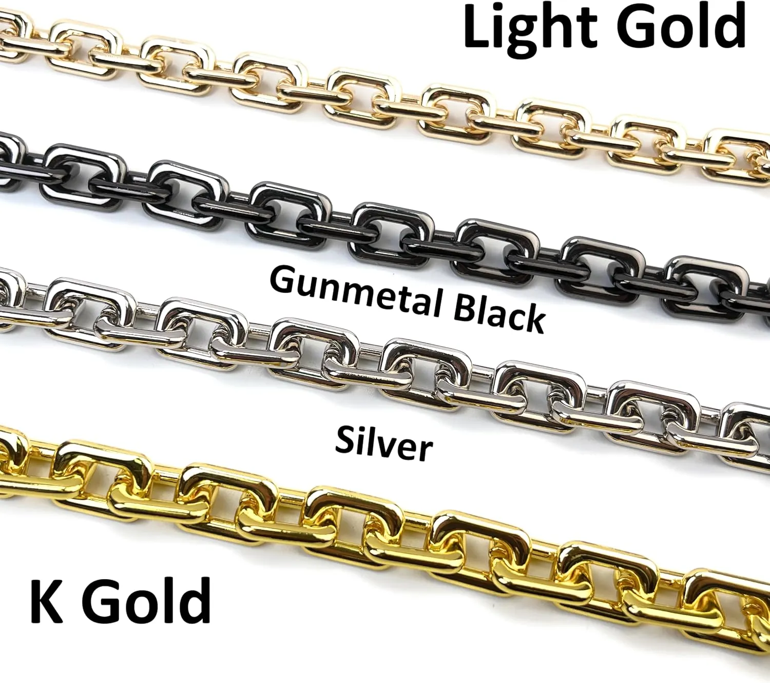 VersaKits Heavy Chunky Link Chain Strap Purse Handbag Top Handle Shoulder Straps Accessories Decoration Chain Strap Extender Charms Replacement(14.9'' Metalllic Black)