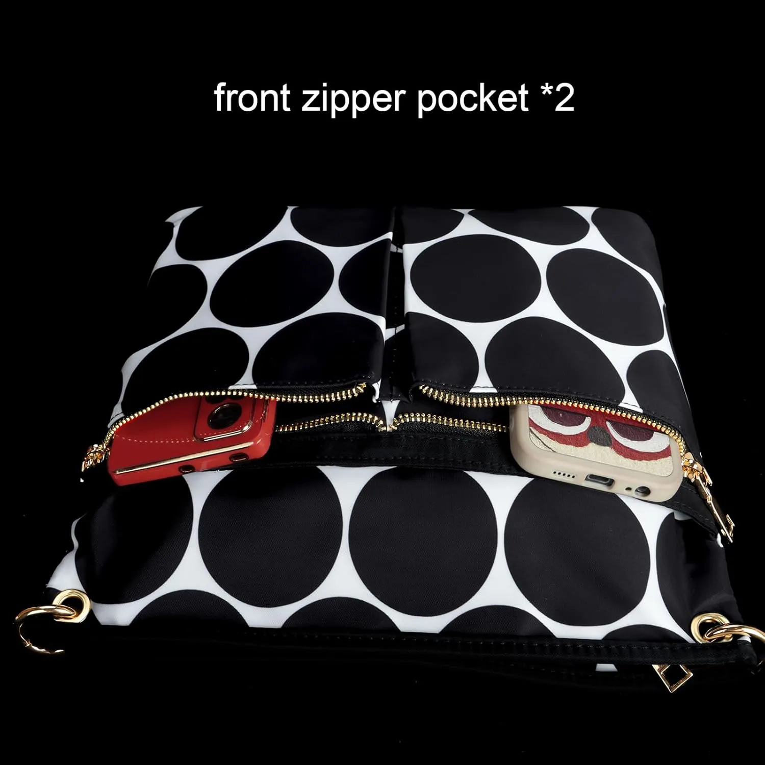 VGOAL Crossbody Bag High Texture Double Zipper Casual Shoulder Women's Bag Nylon Cloth Perforated Messenger Bag