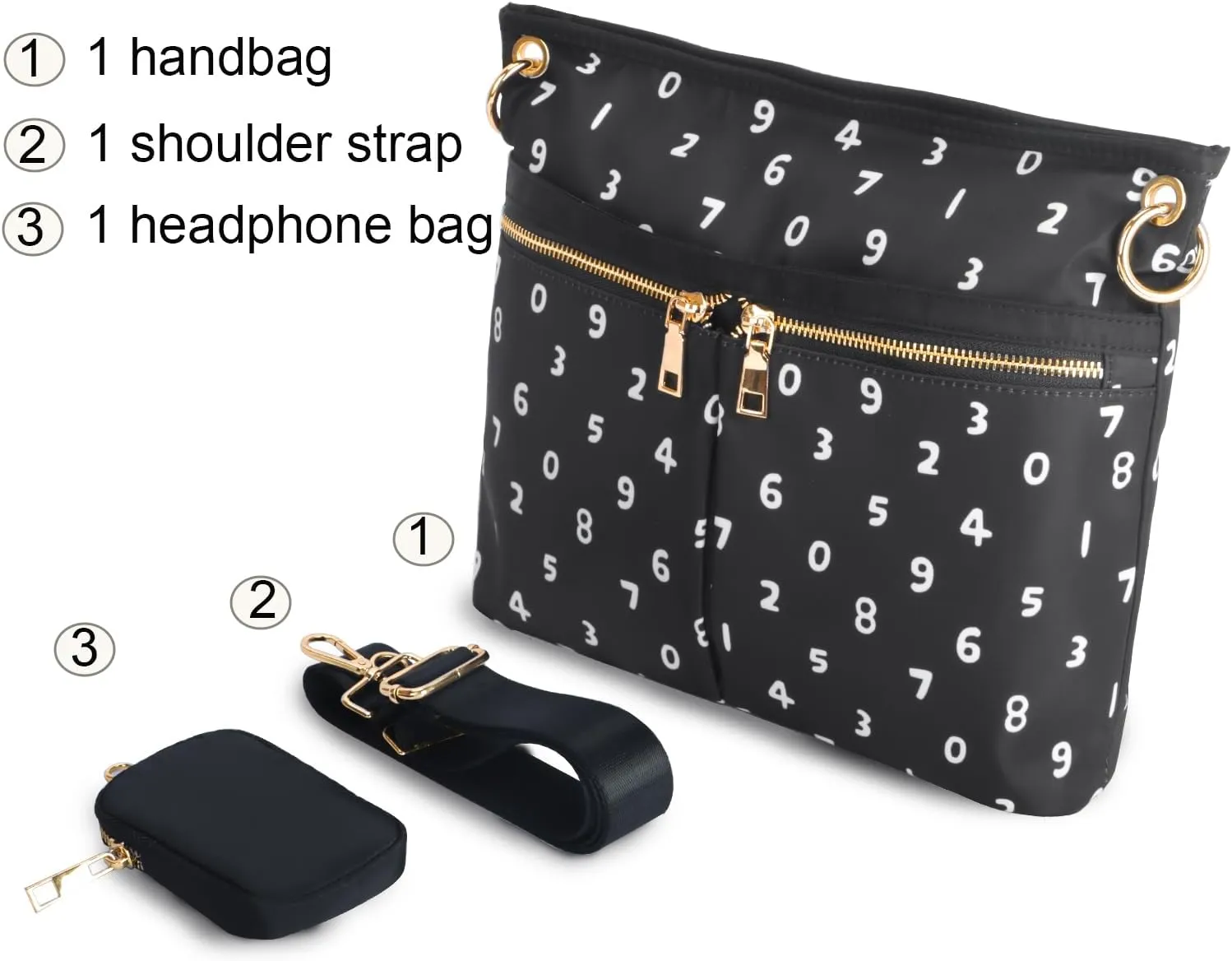 VGOAL Crossbody Bag High Texture Double Zipper Casual Shoulder Women's Bag Nylon Cloth Perforated Messenger Bag