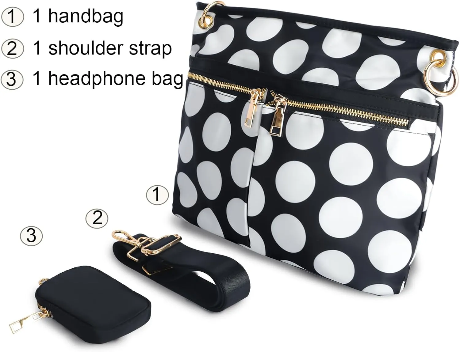 VGOAL Crossbody Bag High Texture Double Zipper Casual Shoulder Women's Bag Nylon Cloth Perforated Messenger Bag
