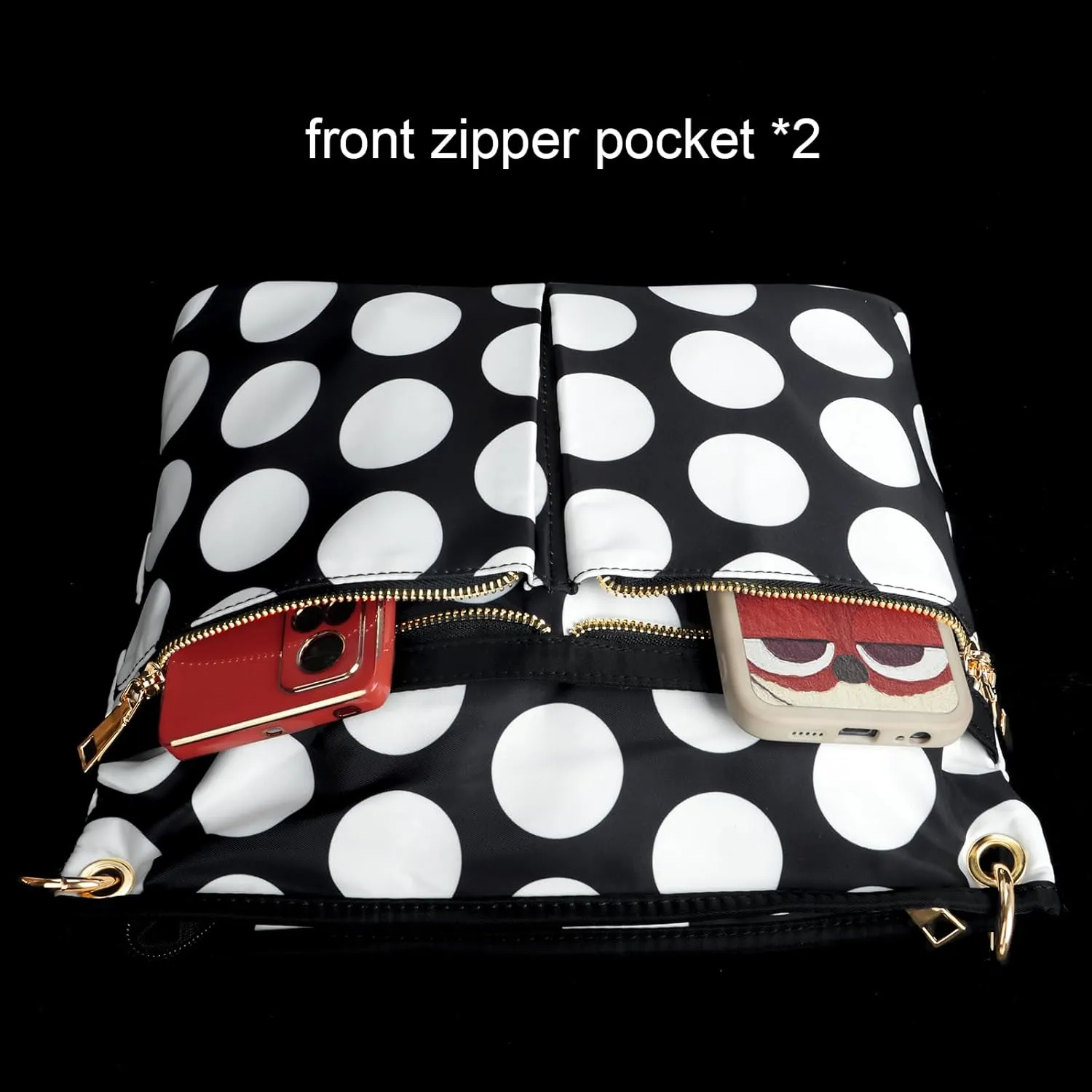 VGOAL Crossbody Bag High Texture Double Zipper Casual Shoulder Women's Bag Nylon Cloth Perforated Messenger Bag