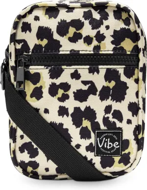 Vibe Festival Gear Small Crossbody Sling Bag for Women Men 5in1 Multi-Use from (rPET) Recycled Polyester Belt Bag Cross Body Backpack Fanny Pack Purse - Leopard