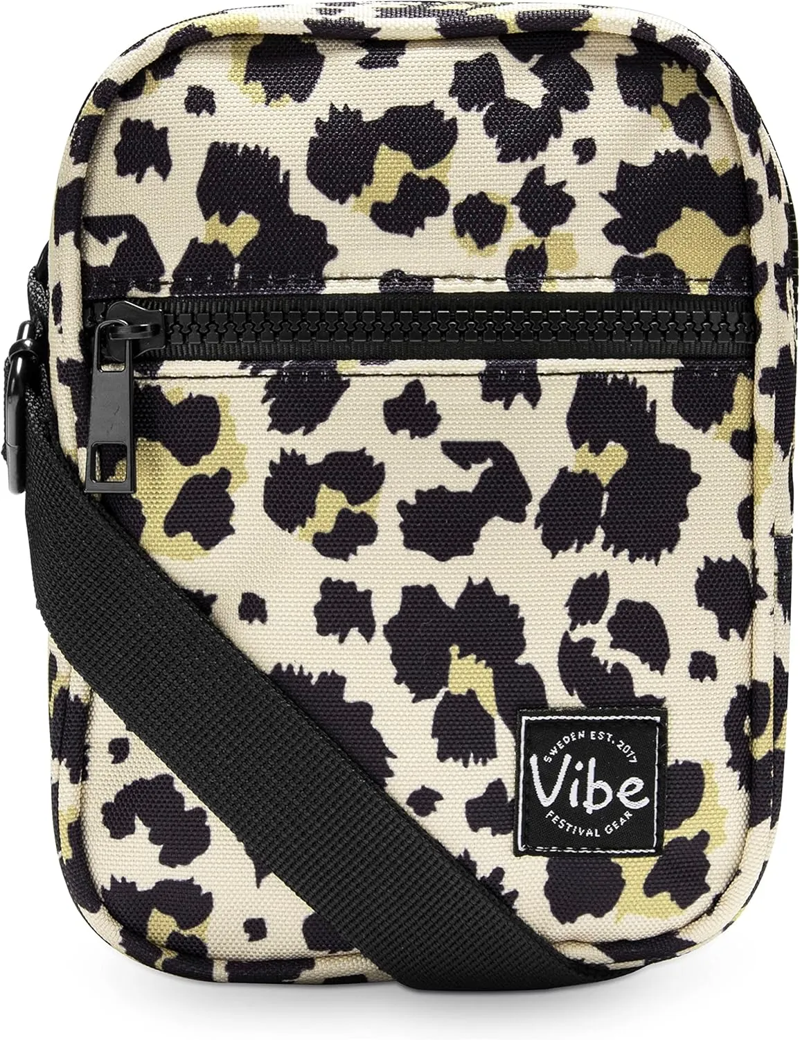 Vibe Festival Gear Small Crossbody Sling Bag for Women Men 5in1 Multi-Use from (rPET) Recycled Polyester Belt Bag Cross Body Backpack Fanny Pack Purse - Leopard