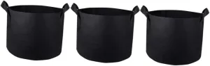 VICASKY 3 Pcs Handheld Vegetable Planting Bags Bucket Fabric Planter Bags Fabric Grow Bags Seedling Vegetable Grow Bags Garden Growing Plants Round Grow Bags Compost Non-Woven Fabric Black