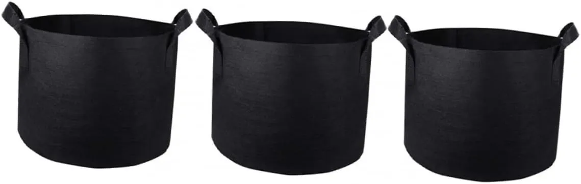 VICASKY 3 Pcs Handheld Vegetable Planting Bags Bucket Fabric Planter Bags Fabric Grow Bags Seedling Vegetable Grow Bags Garden Growing Plants Round Grow Bags Compost Non-Woven Fabric Black