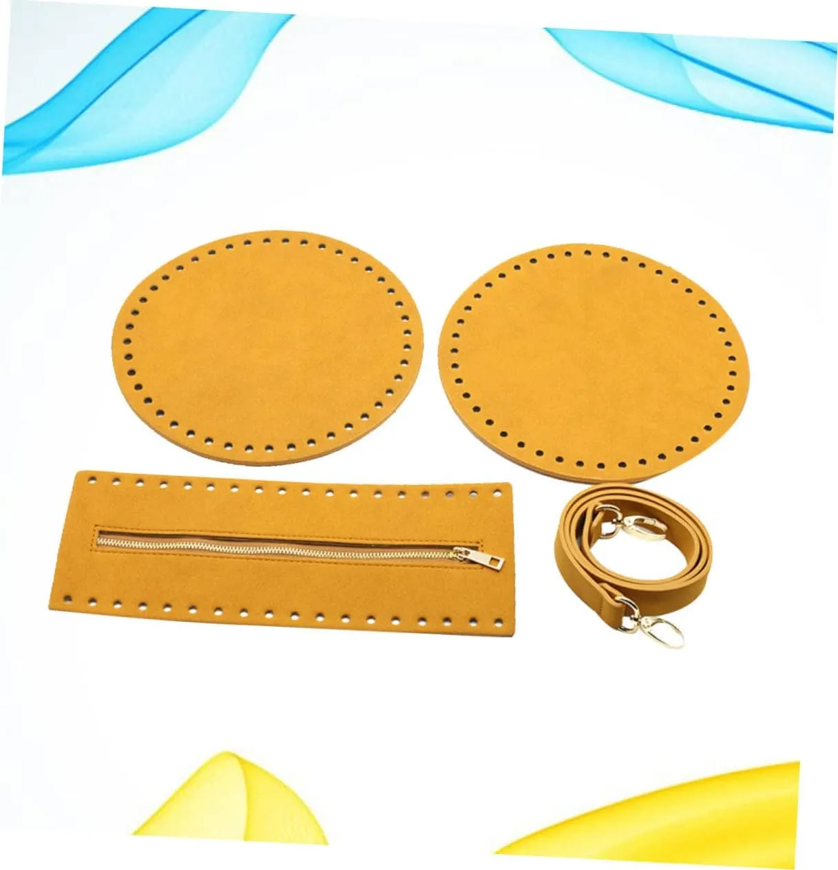 VILLFUL DIY Bag Material Supplies 4pcs Set Woven Bag Shoulder Pouch Accessories Pu Leather Bottom Zipper Cover for Handmade Bags