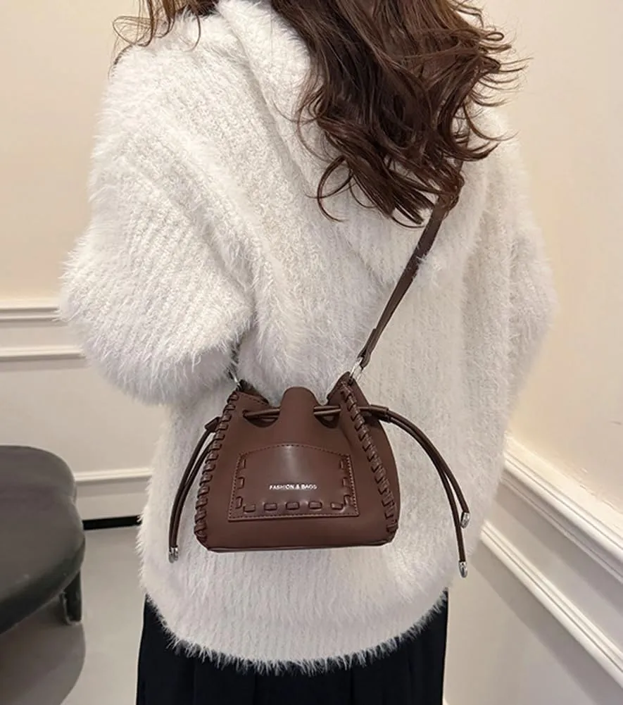 Vintage Bucket Purses for Women with Adjustable Strap Small Crossbody Shoulder Bags Handbag Phone Satchels