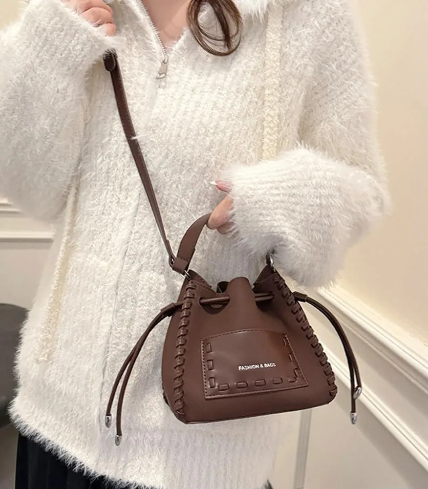 Vintage Bucket Purses for Women with Adjustable Strap Small Crossbody Shoulder Bags Handbag Phone Satchels