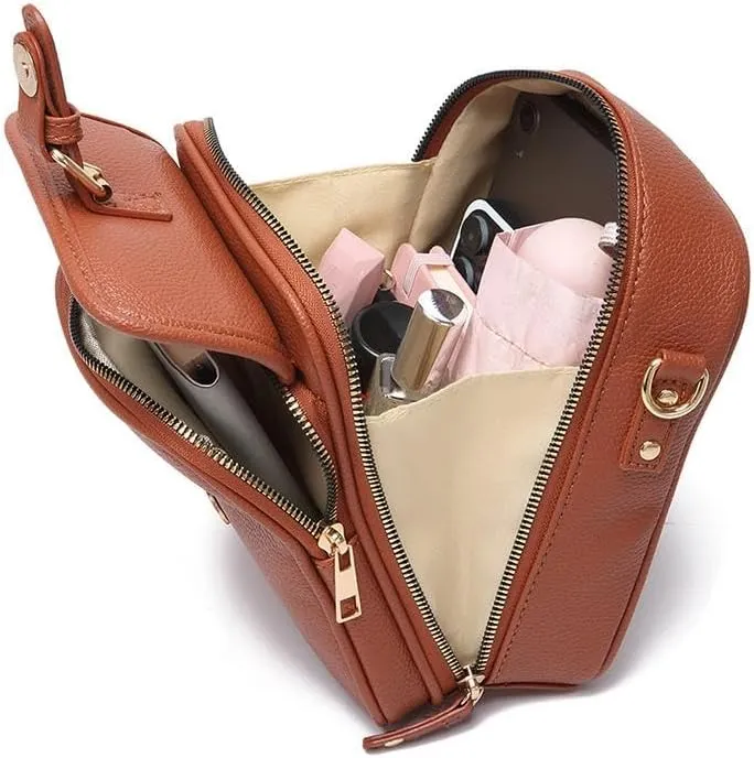 Vintage Double Layer Large Capacity Mini Messenger Bag,2025 New Leather Purse Crossbody Shoulder Bag for Outdoor Travel