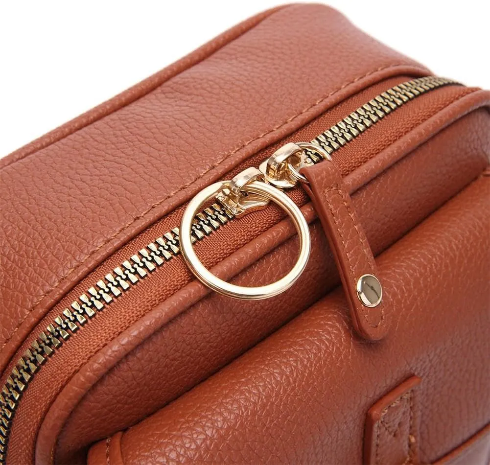 Vintage Double Layer Large Capacity Mini Messenger Bag,2025 New Leather Purse Crossbody Shoulder Bag for Outdoor Travel