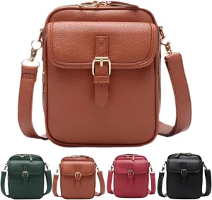 Vintage Double Layer Large Capacity Mini Messenger Bag,2025 New Leather Purse Crossbody Shoulder Bag for Outdoor Travel