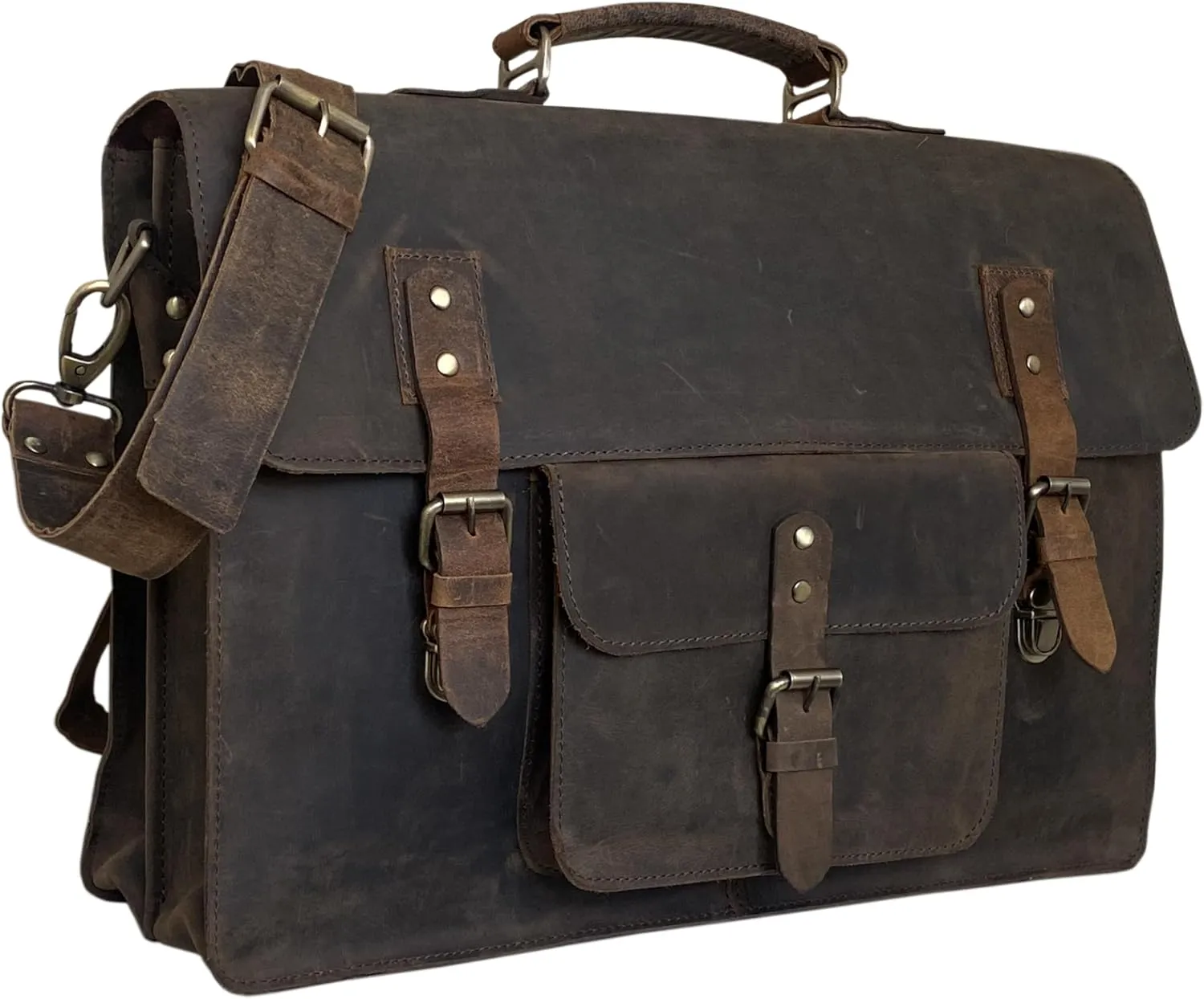 Vintage Laptop Messenger Bag Retro Brown Stylish Office Briefcase & Crossbody Travel Companion for Men and Women