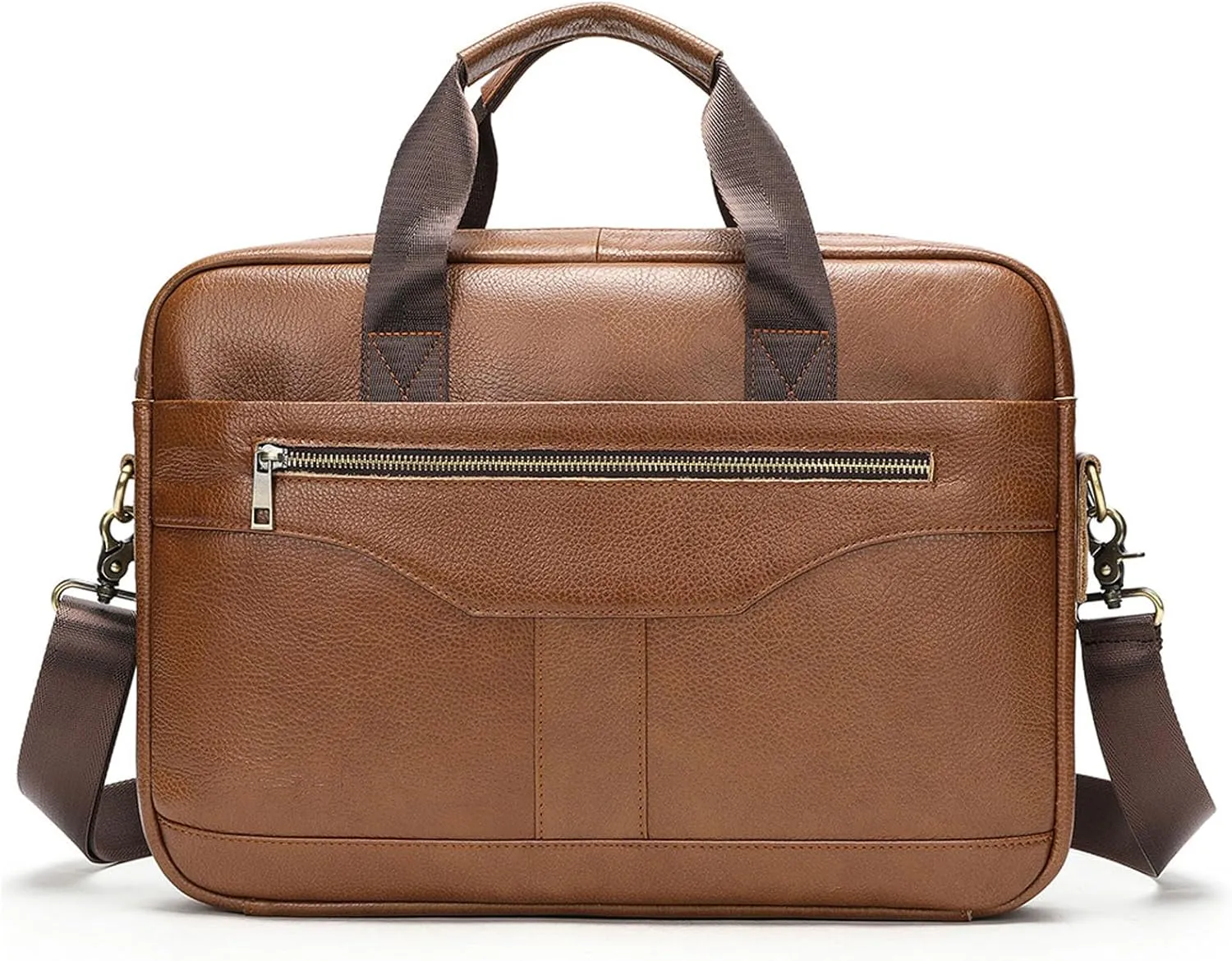 Vintage Leather Briefcase 15.7 inch Leather Laptop Bag for Men, Retro Work Tote with Shoulder, Classic Business Messenger Bag