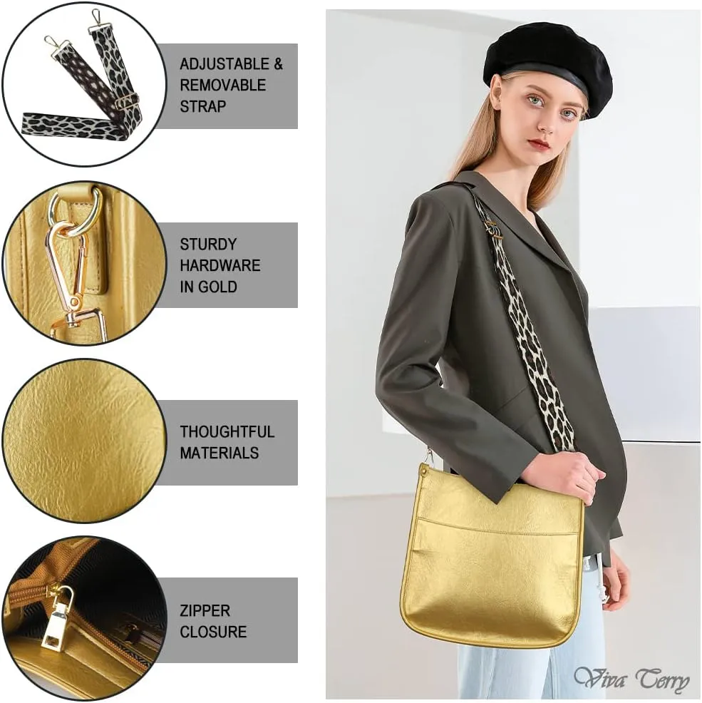 Viva Terry Vegan Leather Crossbody Fashion Shoulder Bag Purse with Adjustable Strap