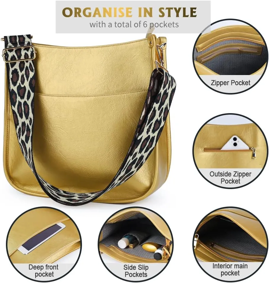 Viva Terry Vegan Leather Crossbody Fashion Shoulder Bag Purse with Adjustable Strap