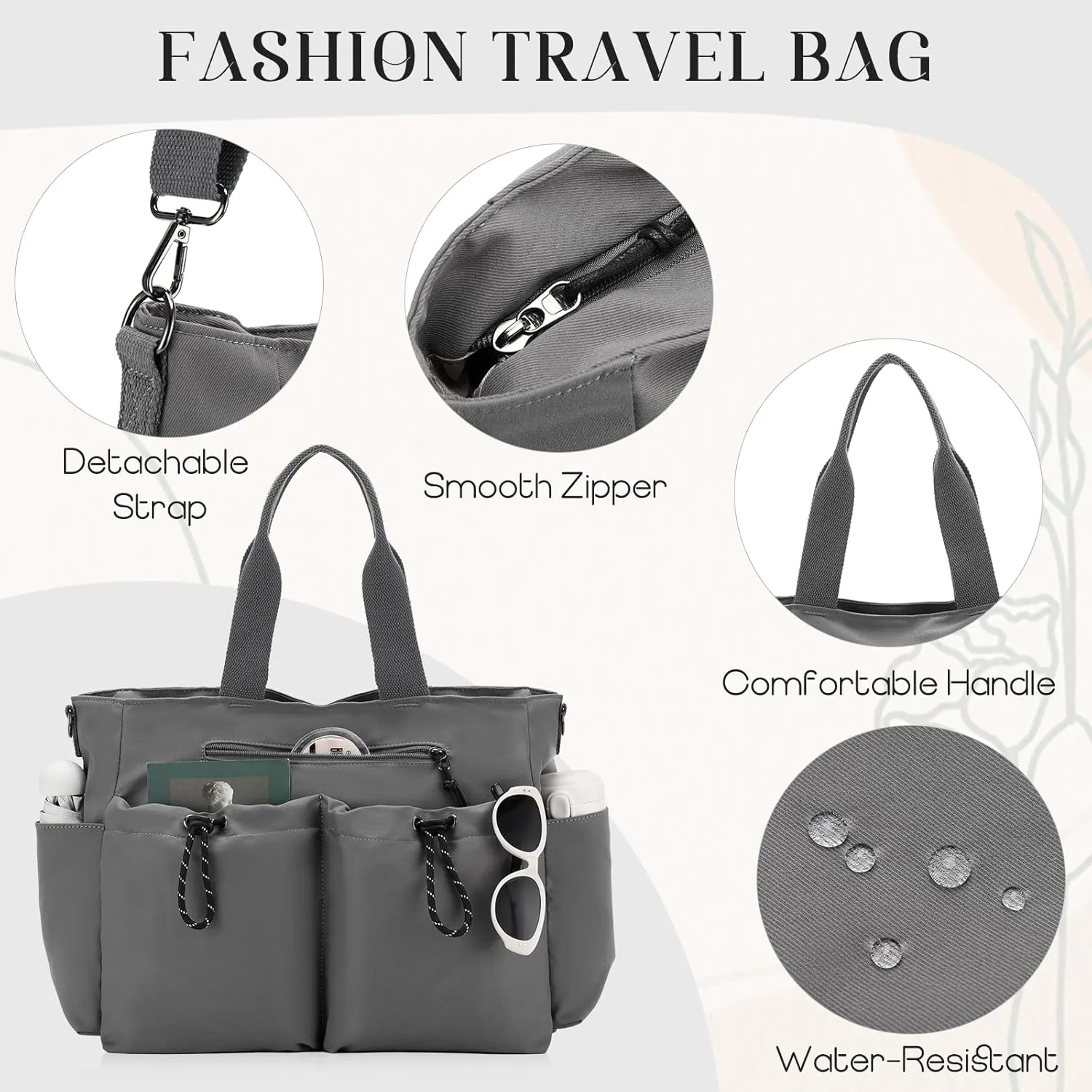 VX VONXURY Tote Bag for Women - Multi Pocket Crossbody Work Handbag for Travel, Daily Use and Gym