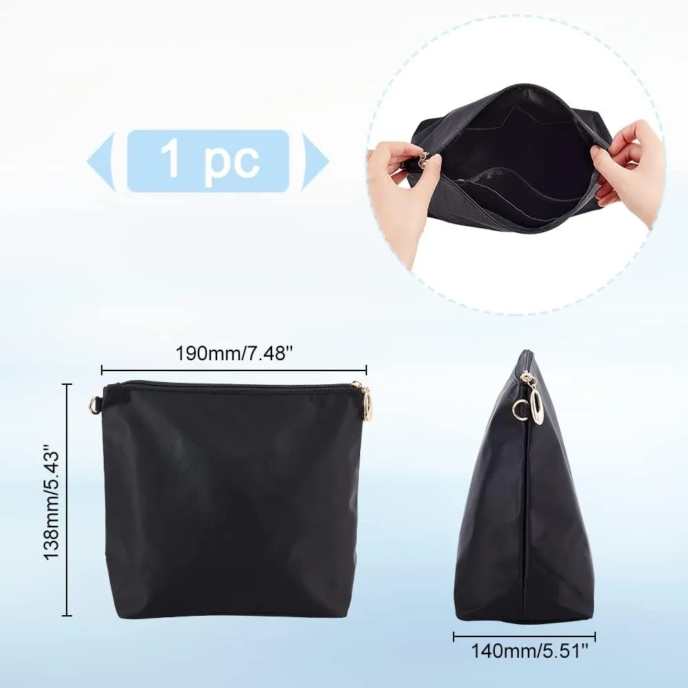 WADORN Purse Bag Organizer Insert, Nylon Handbag Organizer with Multi Pockets, Zipper Inner Pocket Divider, 5.4x7.4 Inch, Black