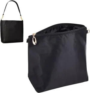 WADORN Purse Bag Organizer Insert, Nylon Handbag Organizer with Multi Pockets, Zipper Inner Pocket Divider, 5.4x7.4 Inch, Black
