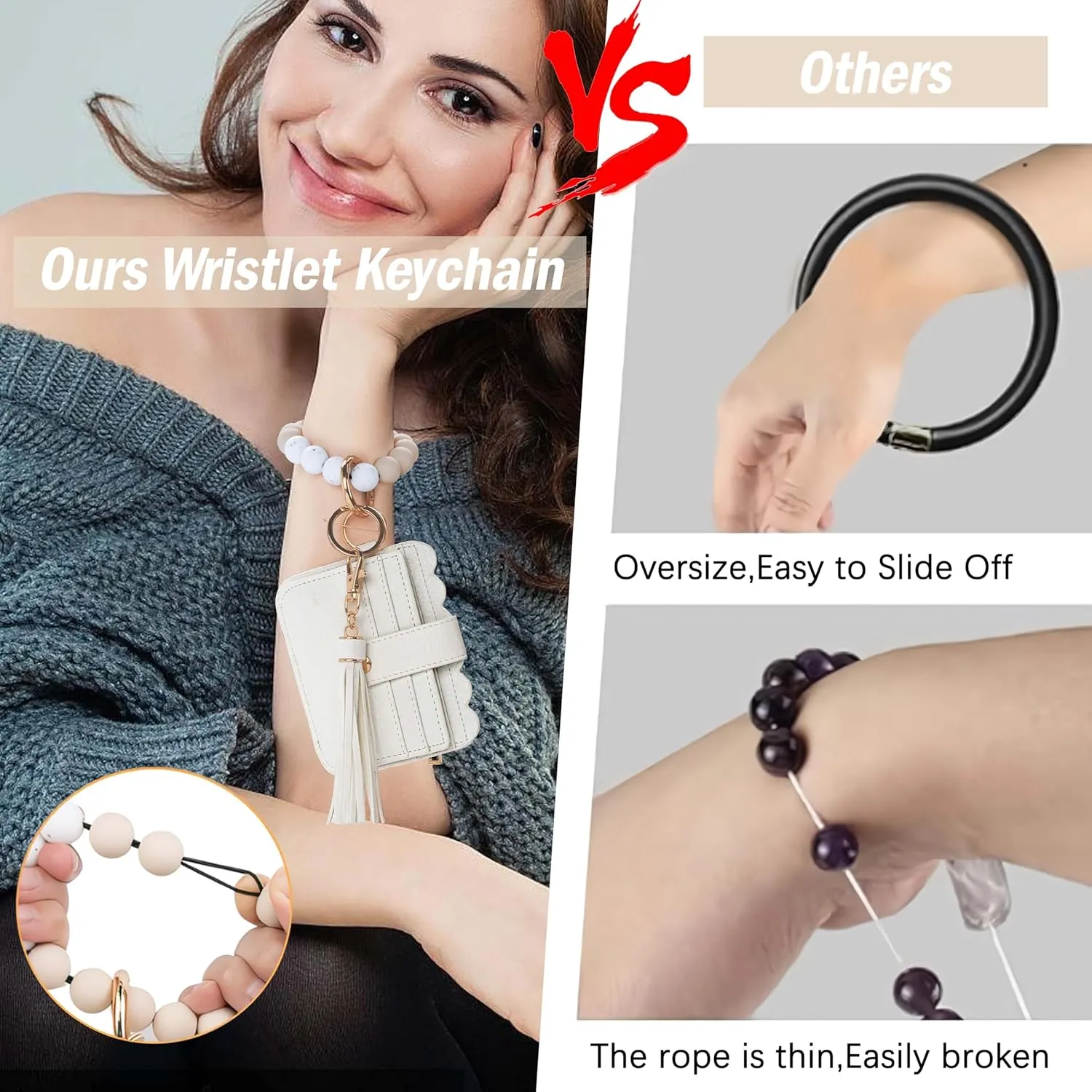 Wallet Keychain Wristlet for Women RFID Card Holder Keychain Key Chain Wallet Key Ring with Wrist Wallet for Women