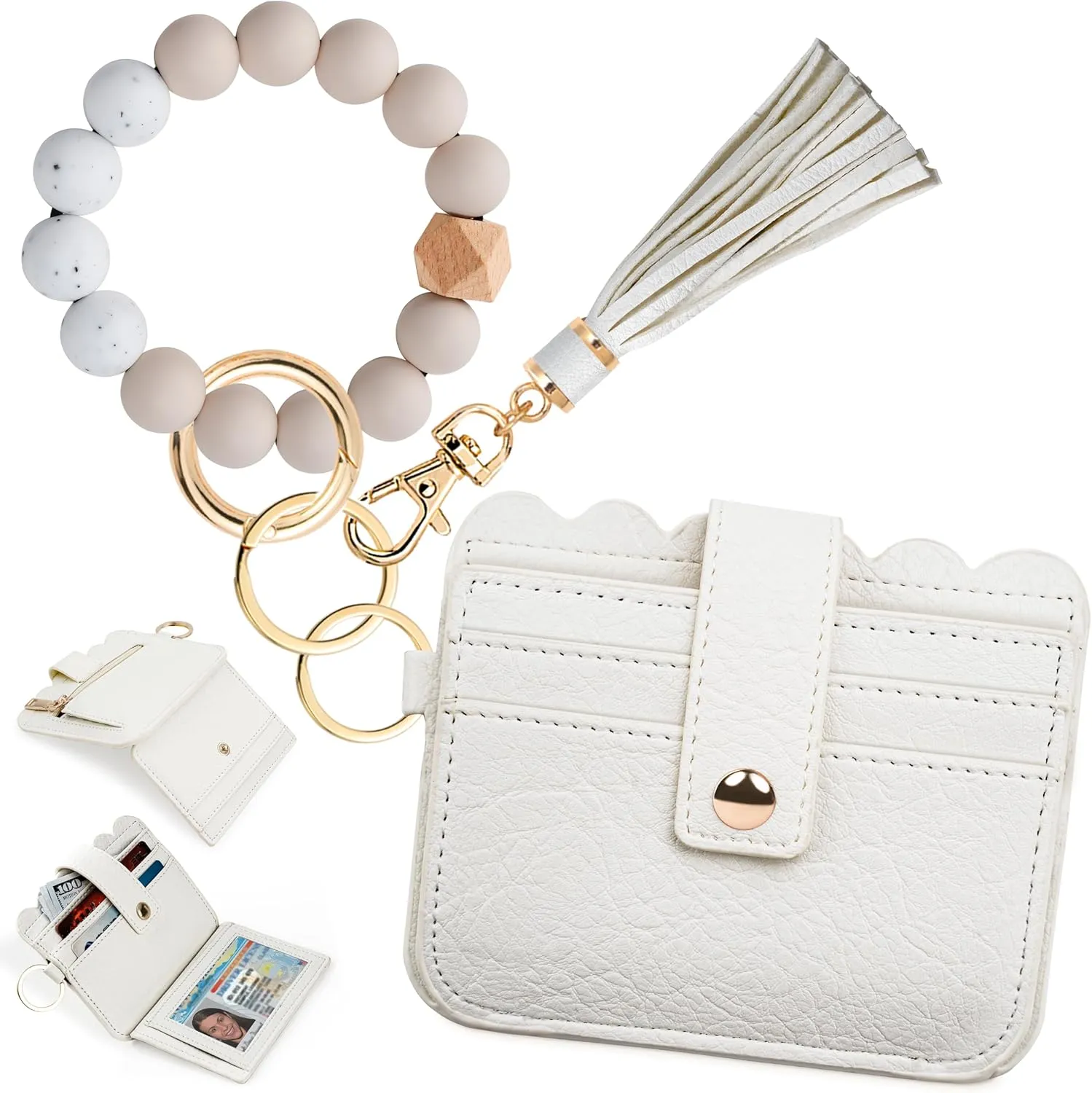 Wallet Keychain Wristlet for Women RFID Card Holder Keychain Key Chain Wallet Key Ring with Wrist Wallet for Women