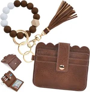 Wallet Keychain Wristlet for Women RFID Card Holder Keychain Key Chain Wallet Key Ring with Wrist Wallet for Women