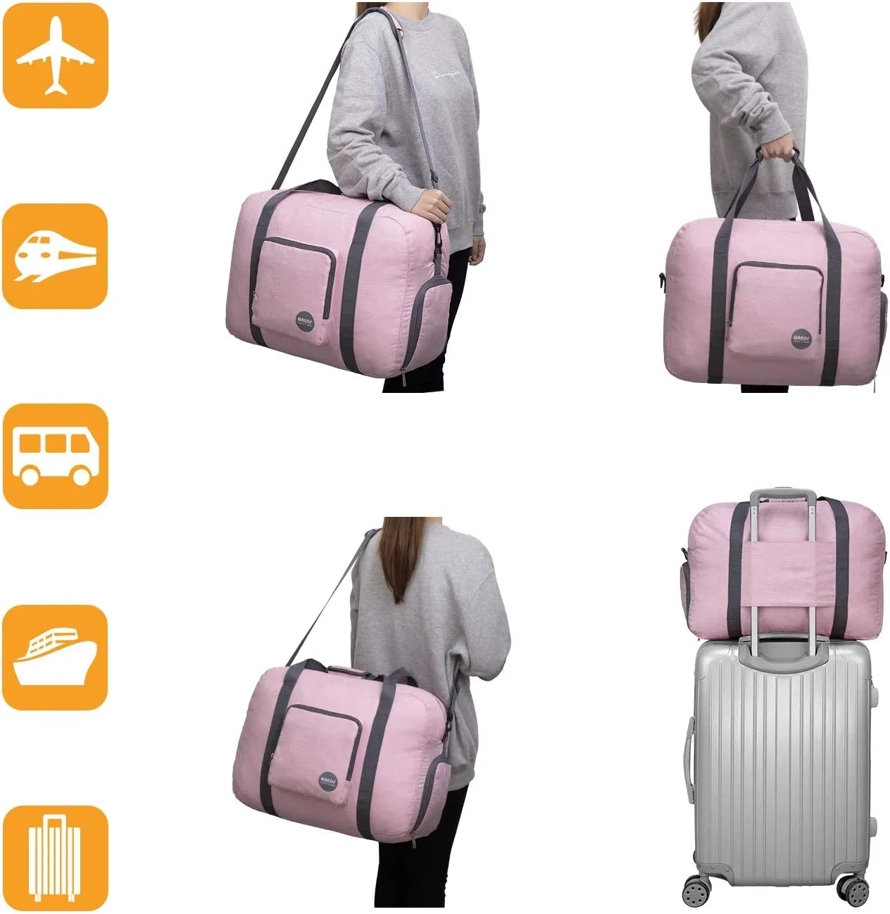 WANDF Foldable Travel Duffel Bag Luggage Sports Gym Water Resistant Nylon