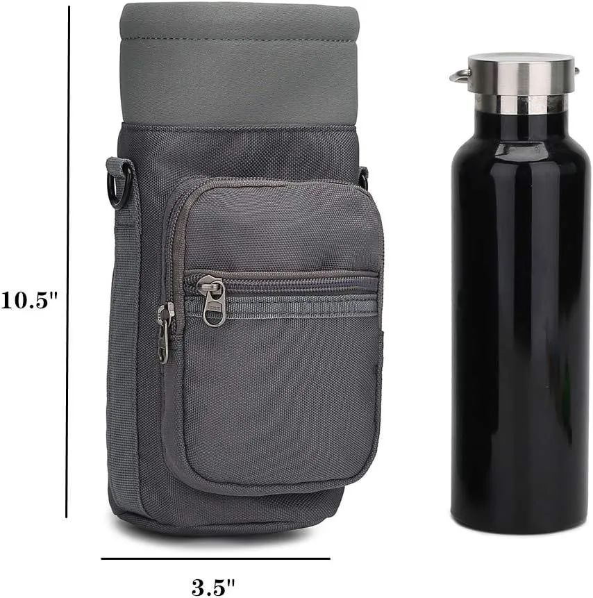 Water Bottle Pouch Multi-Purpose Hydration Waist Carrier Bag with Detachable Handle Strap &Shoulder Strap