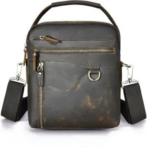 Water Resistant Canvas   Genuine Leather Travel Tote Messenger Cross-body One Shoulder Bag For Men FB202