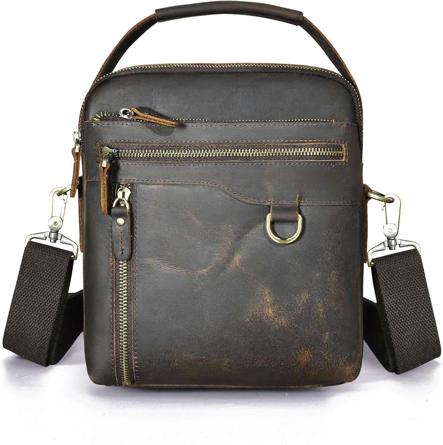 Water Resistant Canvas   Genuine Leather Travel Tote Messenger Cross-body One Shoulder Bag For Men FB202
