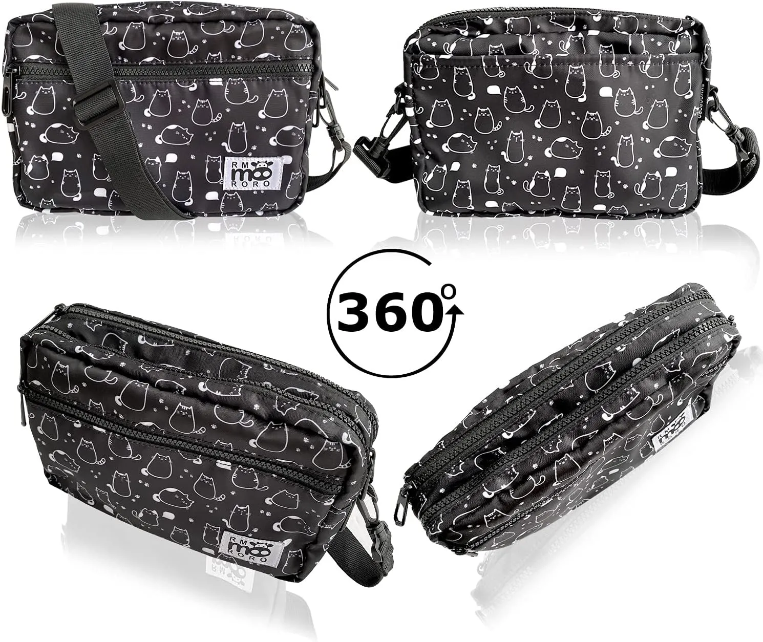 Water Resistant Messenger Bag Crossbody Sling Purse Multi Pockets for hiking travel sports Floral